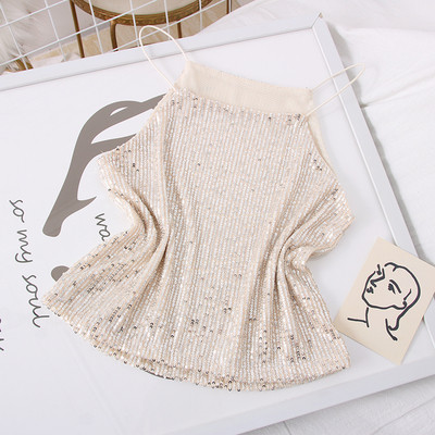 Új modell női felső vékony pántokkal és flitterekkel