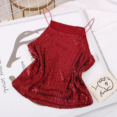 Új modell női felső vékony pántokkal és flitterekkel