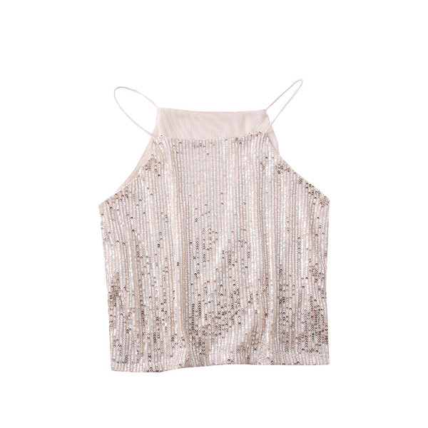 Új modell női felső vékony pántokkal és flitterekkel