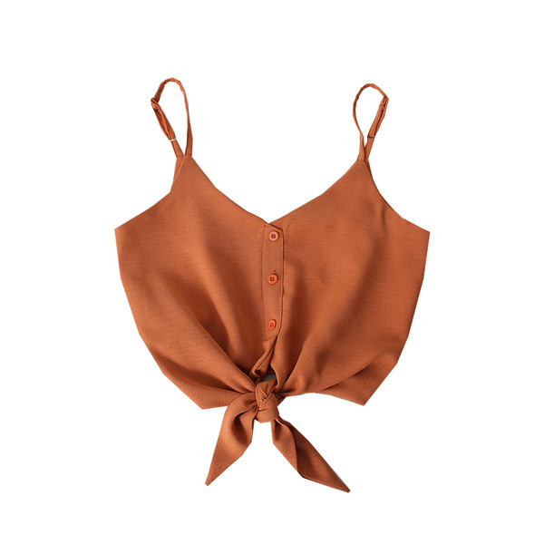 Moodne lühike naiste topp rihmade ja nööpidega