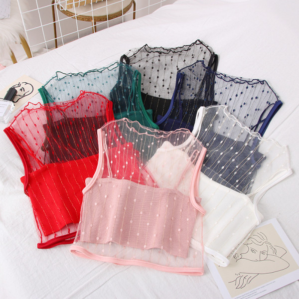 Moodne naiste kaheosaline tülliga tanktop