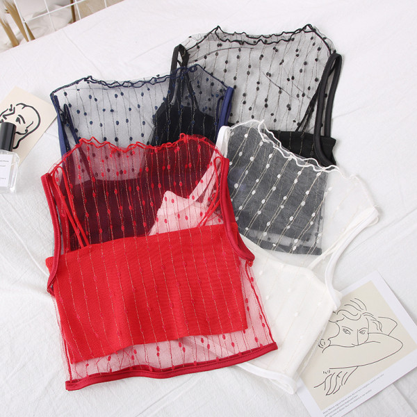 Moodne naiste kaheosaline tülliga tanktop