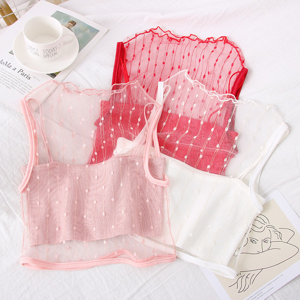 Moodne naiste kaheosaline tülliga tanktop