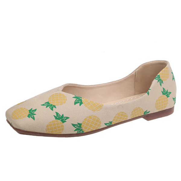 Női alkalmi velúr cipő, gyümölcsmintával