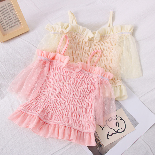 Moodne naiste pluus paatkaelusega, tülli ja volangidega rihmadega