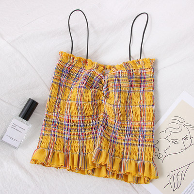 Modern kockás női felső vékony pánttal