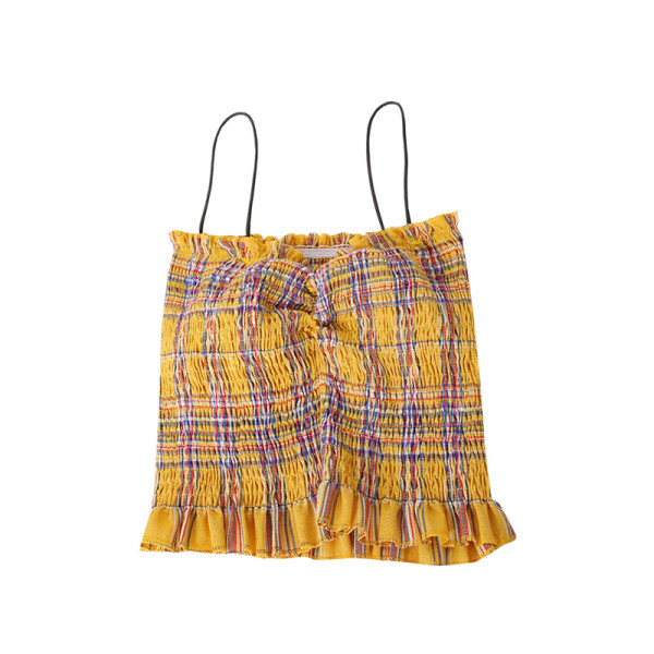 Modern kockás női felső vékony pánttal