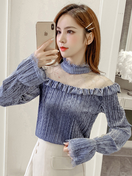 Naiste sametpluus sinise võrguga