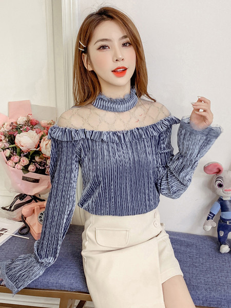 Naiste sametpluus sinise võrguga