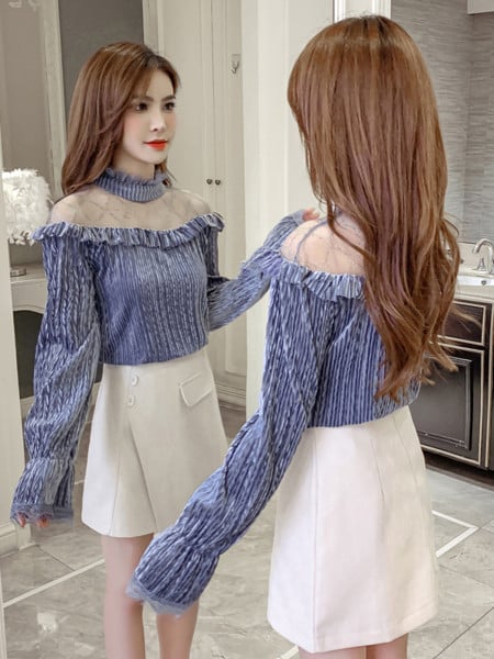 Naiste sametpluus sinise võrguga