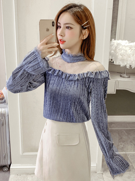 Naiste sametpluus sinise võrguga