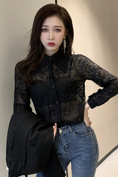 Női csipkeing klasszikus gallérral, fekete, fehér és bézs színben