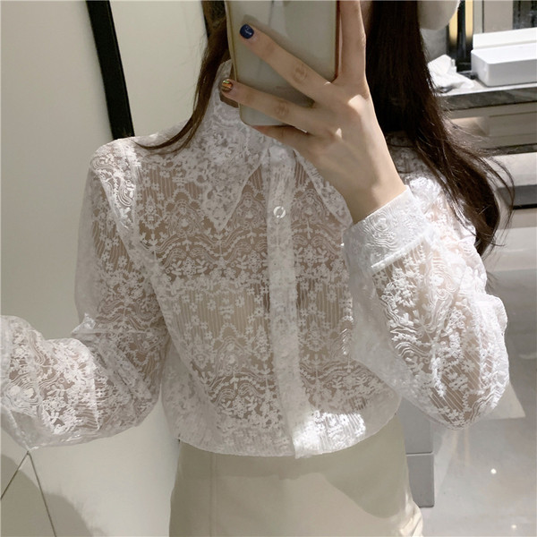 Női csipkeing klasszikus gallérral, fekete, fehér és bézs színben