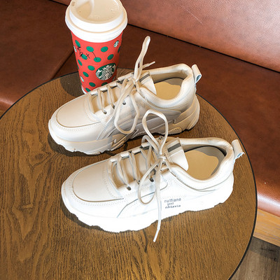 Καθημερινά γυναικεία αθλητικά παπούτσια eco δερμάτινα δερμάτινα με σόλα και κορδόνια