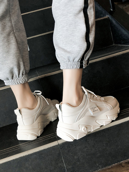 Καθημερινά γυναικεία αθλητικά παπούτσια eco δερμάτινα δερμάτινα με σόλα και κορδόνια