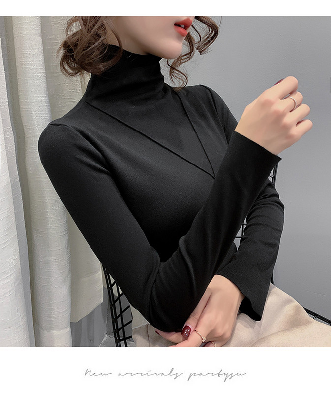 Γυναικεία βελούδινη μπλούζα με ψηλό γιακά σε μαύρο, μπλε και γκρι χρώμα