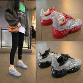 Стилни дамски маратонки с дебела подметка и блестящи камъни 