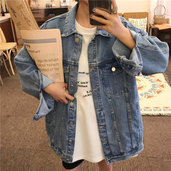 Női alkalmi farmerdzseki széles modell zsebekkel