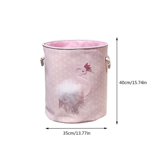 Dviejų modelių sulankstomas krepšys su rankenomis žaislams ar drabužiams laikyti, skirtas skalbimui su kačiuko ar gulbės aplikacija