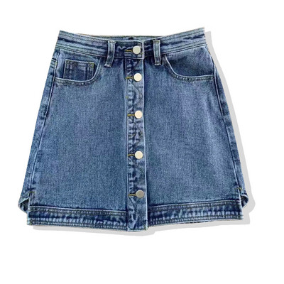 Alkalmi női farmerszoknya magas derékkal és gombokkal