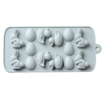 Великденска силиконова форма за бонбони и сладки във формата на зайчета,яйца и патета