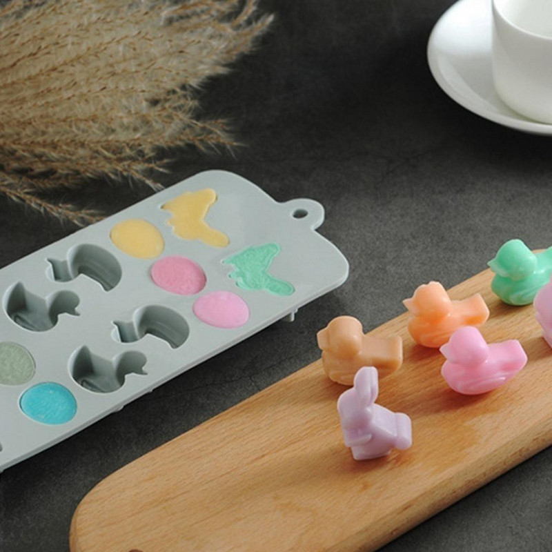 Húsvéti szilikon forma cukorkákhoz és édességekhez nyuszi, tojás és kacsa formájú