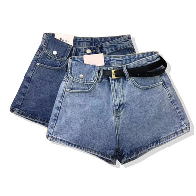 Φαρδιά γυναικεία σορτς τζην με ψηλή μέση