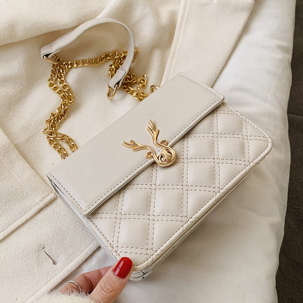 Női bőrtáska hosszú füllel, fehér, barna, fekete és sárga színben