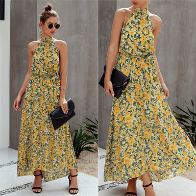 Alkalmi női ruha övvel és virágmotívumokkal