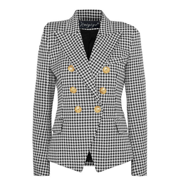 Νέο μοντέλο γυναικείο καρό σακάκι με μακρύ μανίκι και κουμπιά