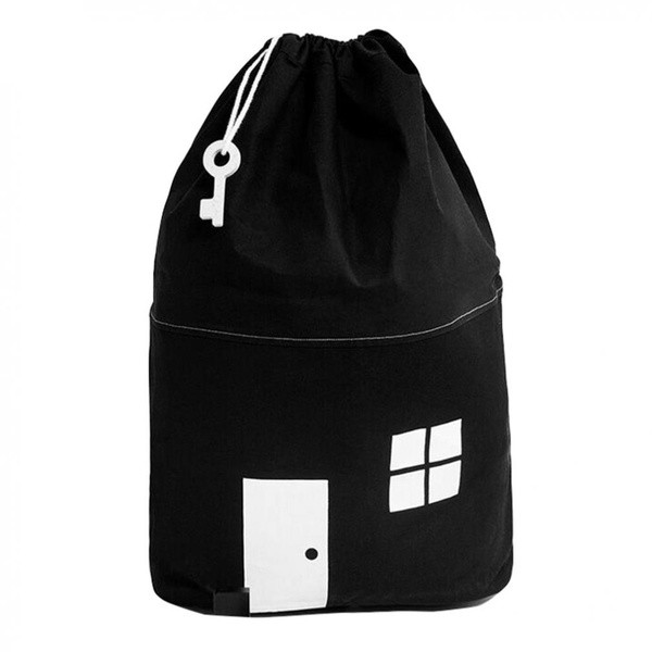 Nešiojamas krepšys su kaklaraiščiais, skirtas žaislams laikyti, namuko formos