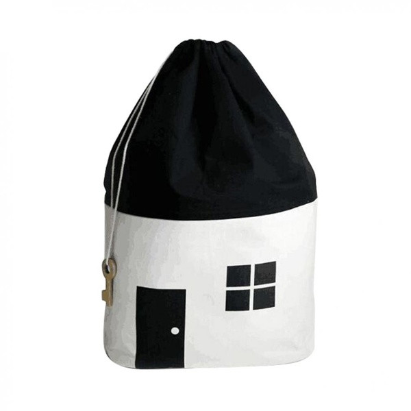 Nešiojamas krepšys su kaklaraiščiais, skirtas žaislams laikyti, namuko formos