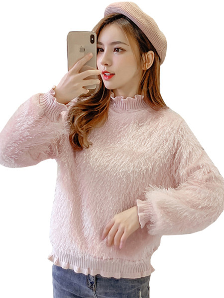 Női pehely pulóver rojtokkal és fürtökkel