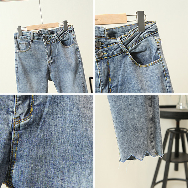 Modern női farmer szakadt motívumokkal - Karcsú modell