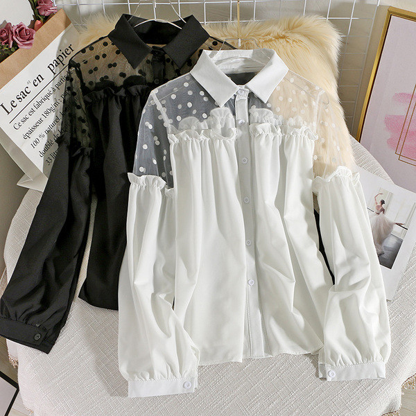 Stílusos női ing hosszú ujjal és klasszikus gallérral