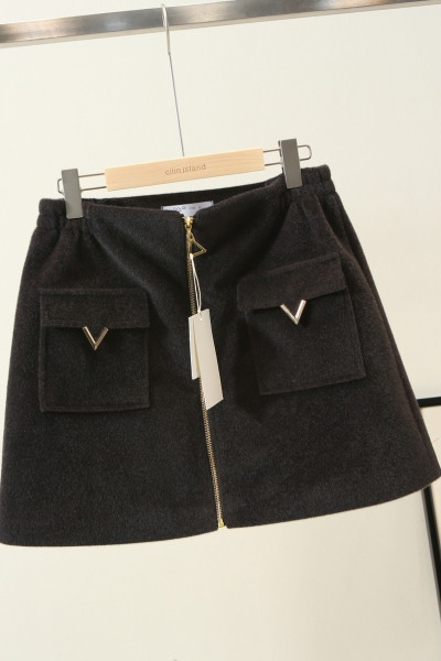 Modern női téli szoknya cipzárral és zsebekkel