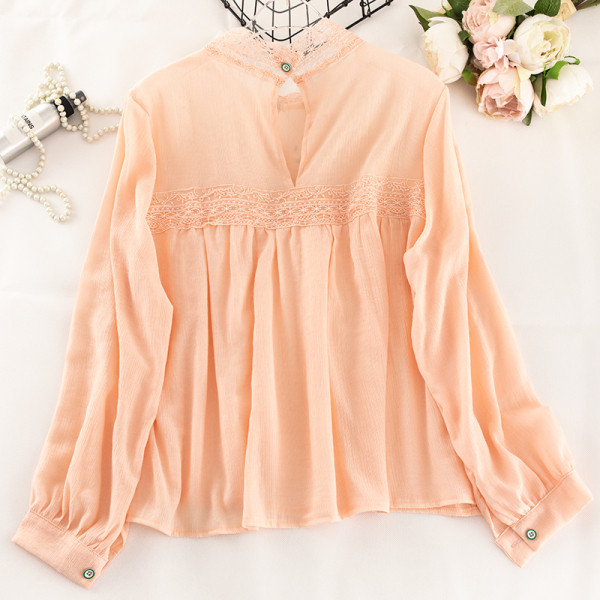 Modern női ing hímzéssel és csipkével sárga, rózsaszín, fehér és fekete színben