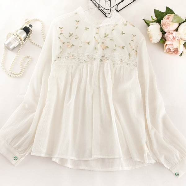 Modern női ing hímzéssel és csipkével sárga, rózsaszín, fehér és fekete színben