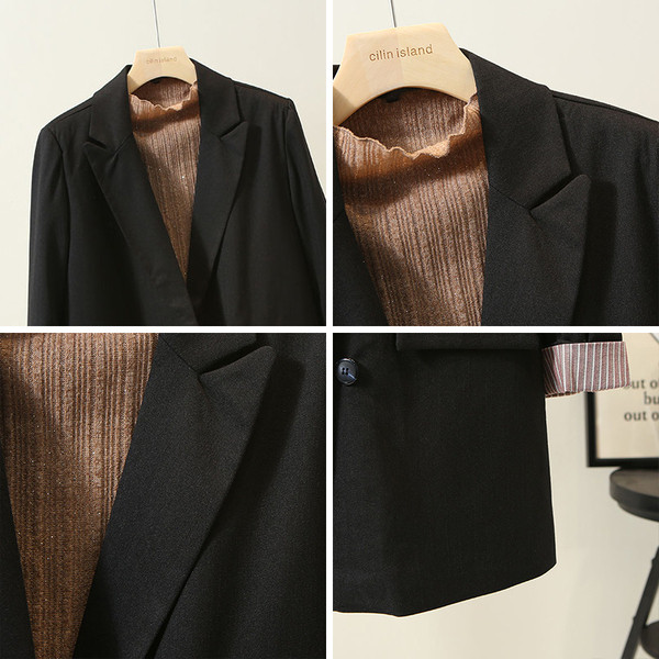 Modern női kabát gombokkal és spitz nyakkivágással