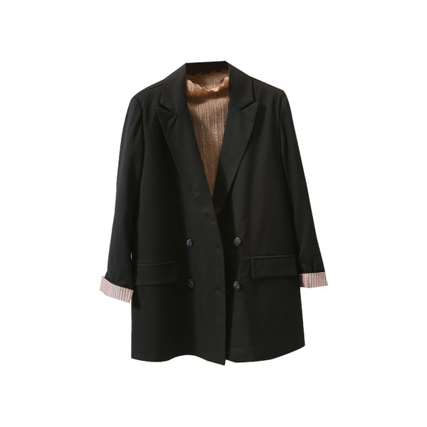 Modern női kabát gombokkal és spitz nyakkivágással