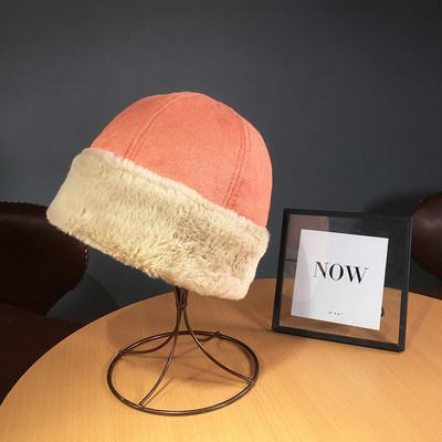 Γυναικείο χειμερινό καπέλο από οικολογικό σουέτ και γούνα