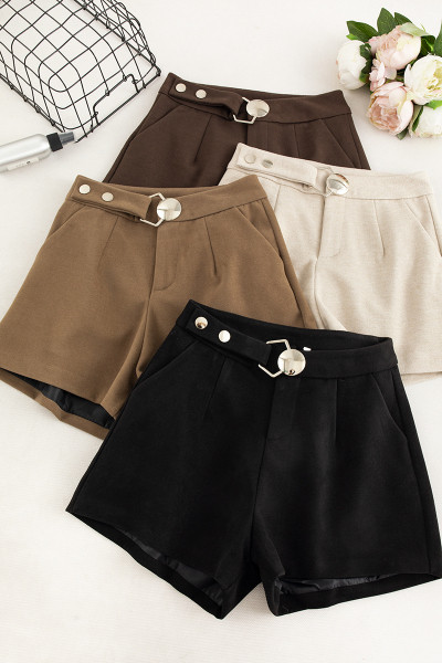 Őszi-téli magas derekú rövidnadrág barna, bézs és fekete színben