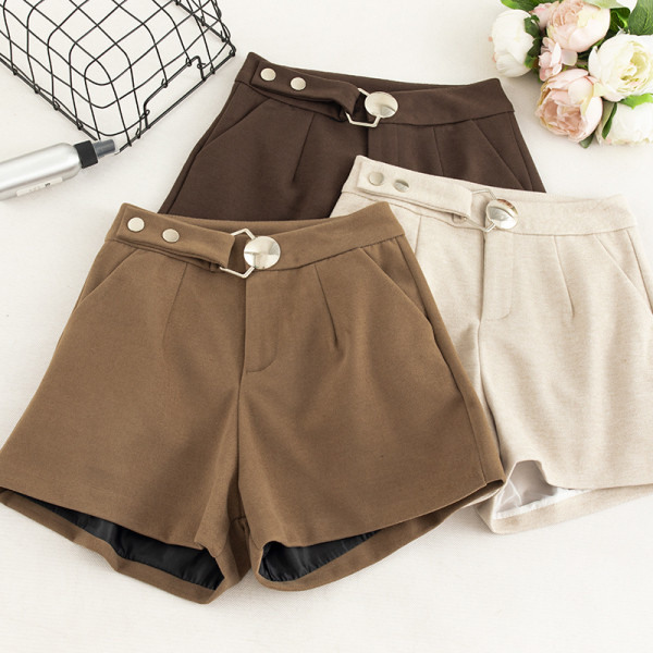 Őszi-téli magas derekú rövidnadrág barna, bézs és fekete színben