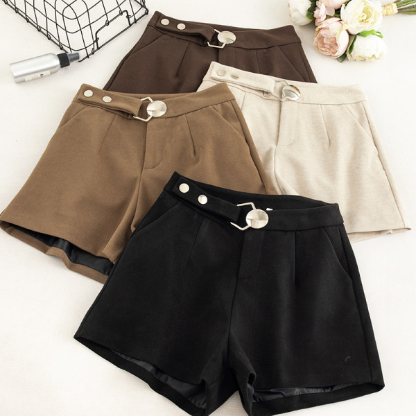 Őszi-téli magas derekú rövidnadrág barna, bézs és fekete színben