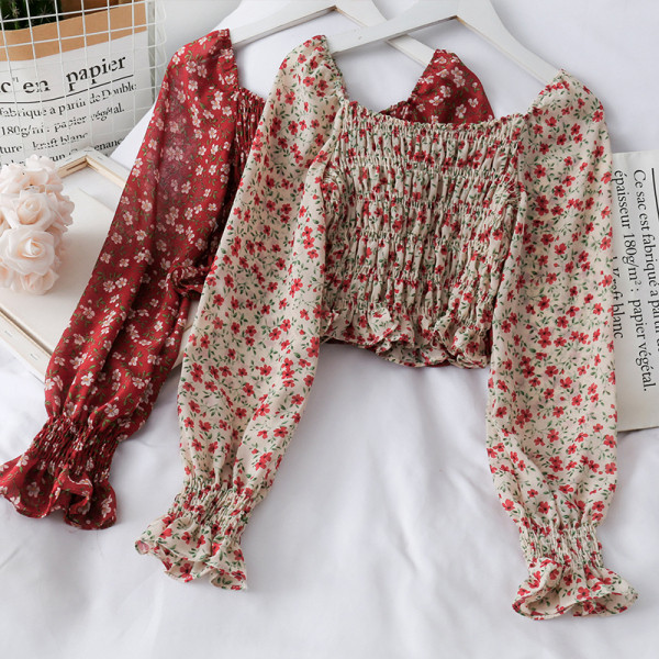 Új modell női blúz csupasz váll, virágos motívumokkal