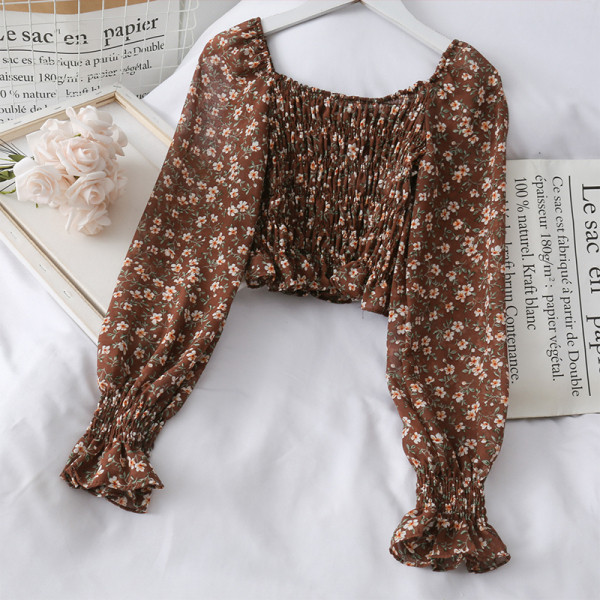 Új modell női blúz csupasz váll, virágos motívumokkal