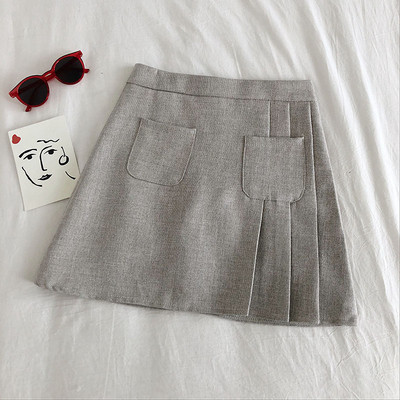 Πλισέ γυναικεία φούστα με τσέπες και γραμμή Α