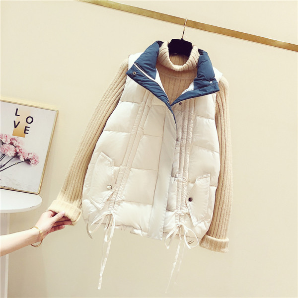 Naiste vabaaja vesti lühike mudel kõrge krae ja lipsudega