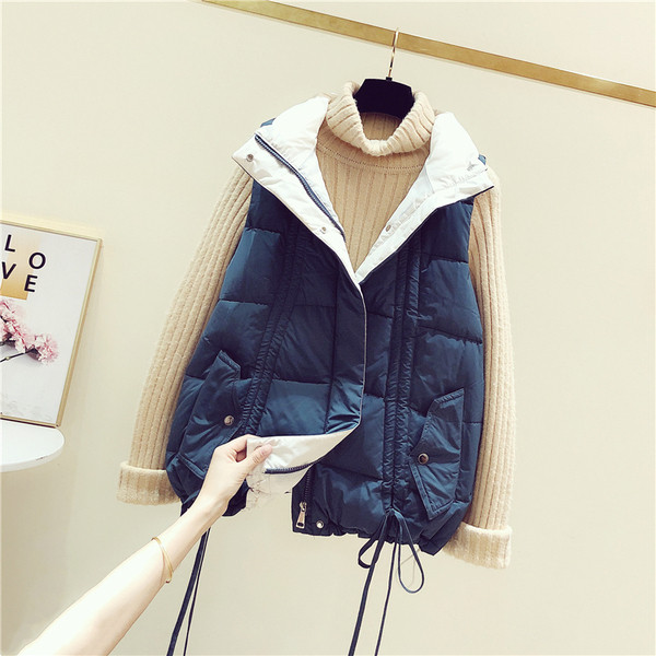 Naiste vabaaja vesti lühike mudel kõrge krae ja lipsudega