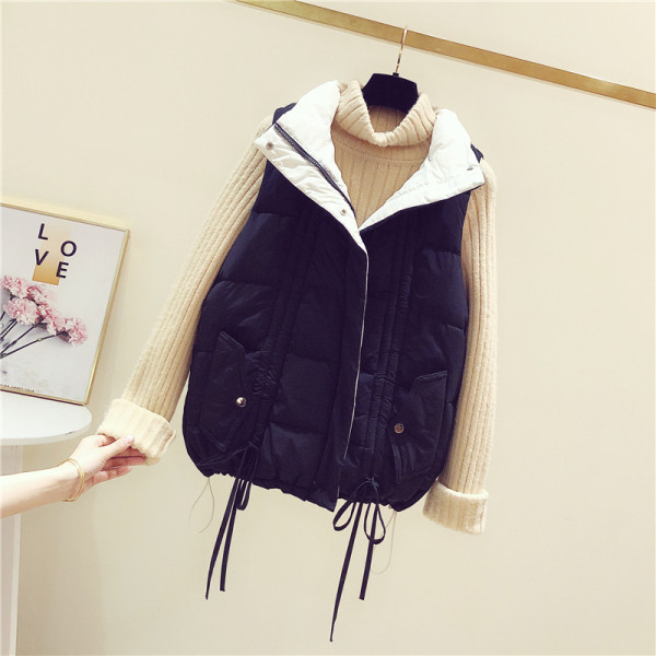 Naiste vabaaja vesti lühike mudel kõrge krae ja lipsudega